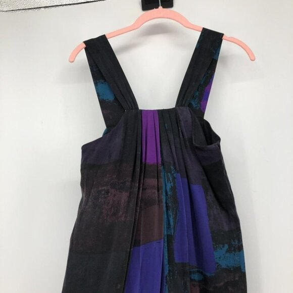 Banana Republic  jewel toned silk colorblock purple black mini shirt dress 2 - Picture 8 of 14